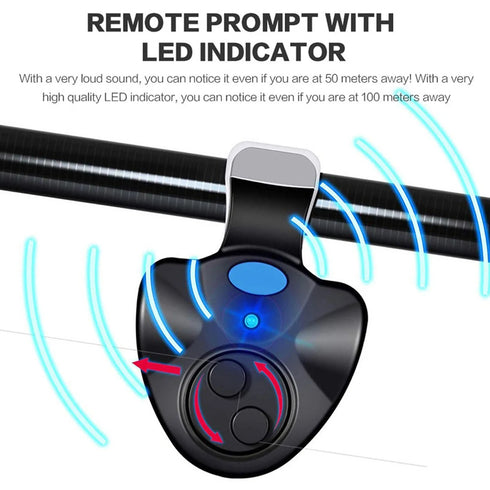 Fish Bite Alarm Bell, Clip On Fishing Rod Accessory, Tackle Fishing Rod Bite Alarm Buzzer with Loud Siren Daytime Night Indicator
